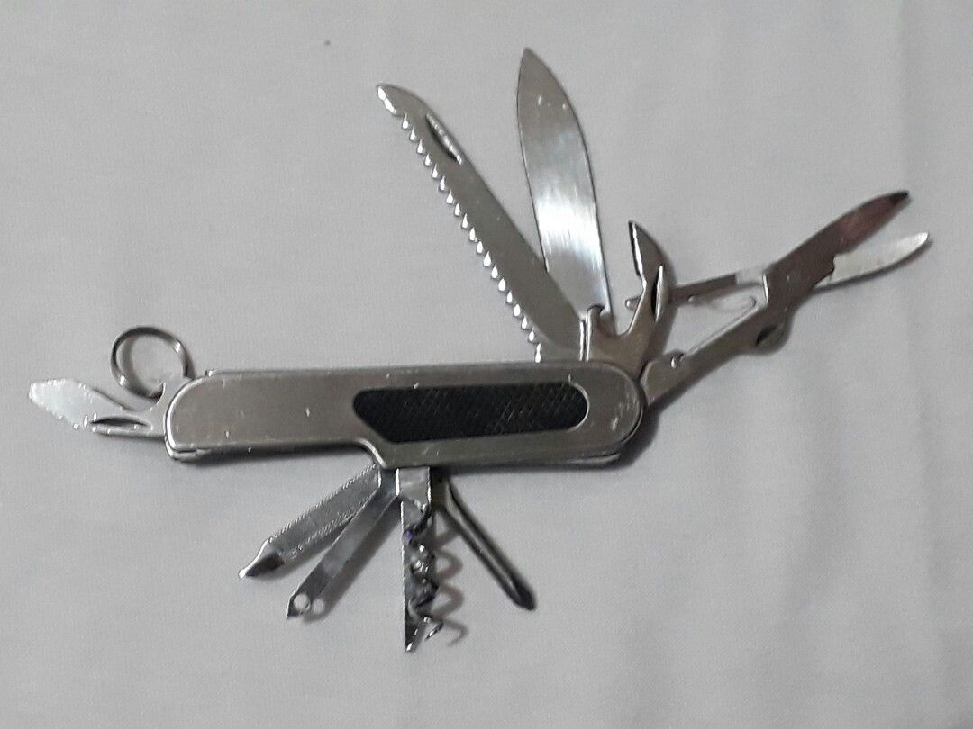Swiss knife (Category: Knives & Chopping Boards) located in Manila. Submitted by racgeb (Listing ID 1194690135, Image 1). Description: swiss knife 11 in 1 stainless steel made in China this swiss knife is almost 15yrs old used but in good condition & stock in my closet only. ship @ buyer expense lalamove pls.respect, tnx.
