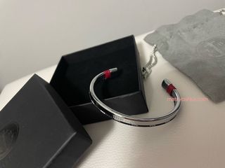 TOM HOPE 黑色拼紅色織繩銀色手鐲 TOM HOPE Black Rope Hybrid 2 Atlantic Red Silver Bangle64202895314818110