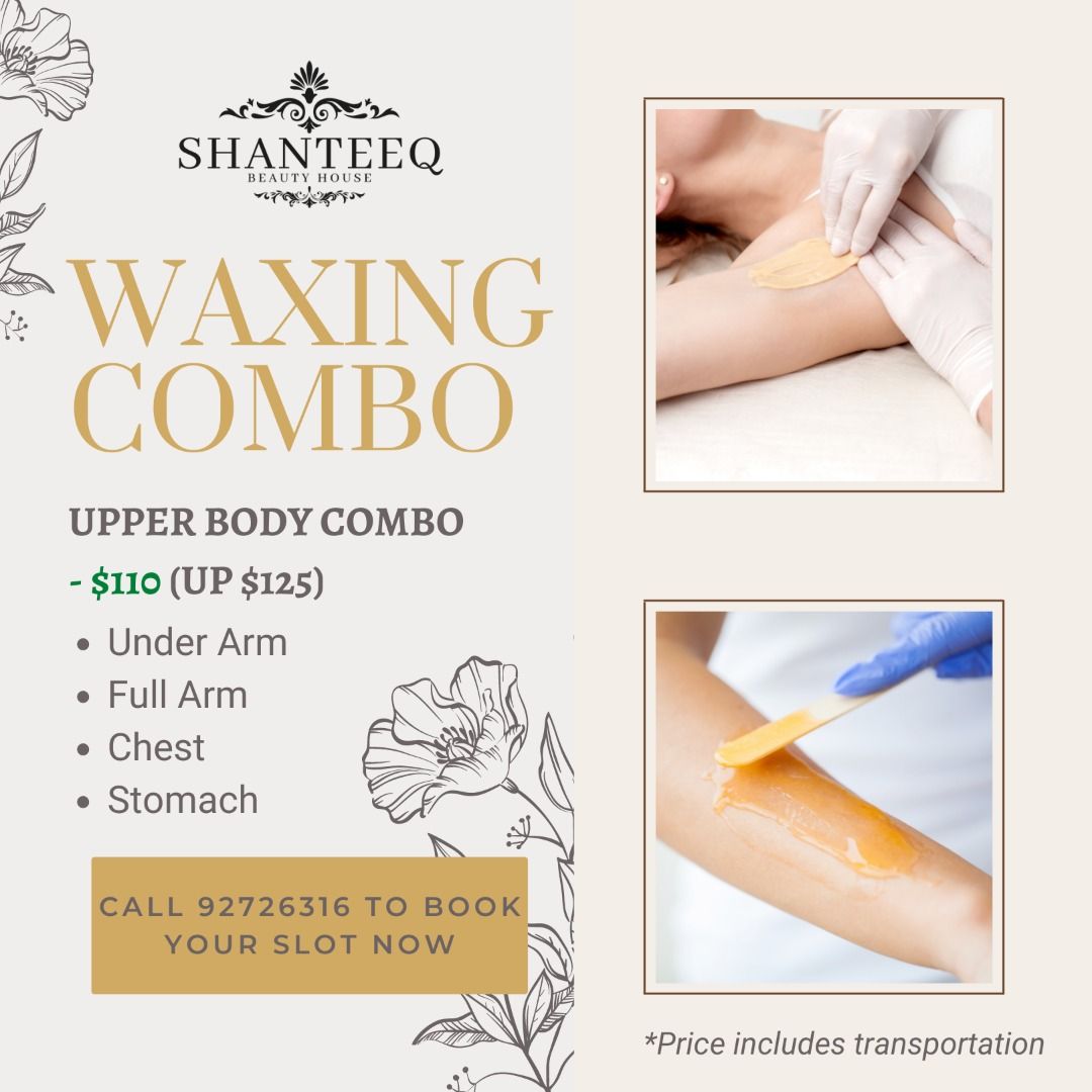 Under Arm, Full Arm, Chest and Stomach waxing combo at your home