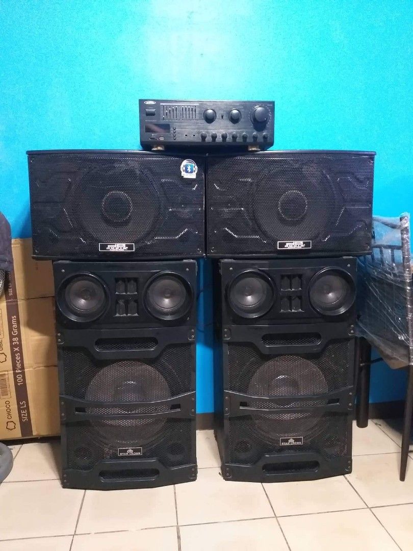 4 Big Speakers and Amplifier w/good base and sounds., Audio, Soundbars