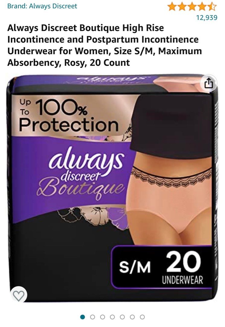 Always Discreet Boutique High Rise Incontinence and Postpartum Incontinence  Underwear Disposable, Women's Fashion, Maternity wear on Carousell