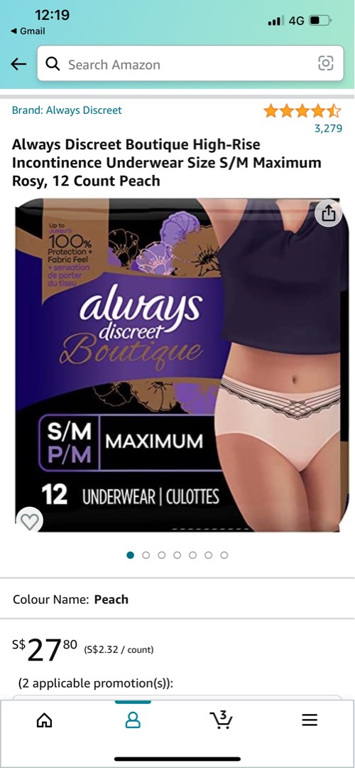 Always Discreet Boutique High-Rise Incontinence Underwear, Beauty &  Personal Care, Sanitary Hygiene on Carousell
