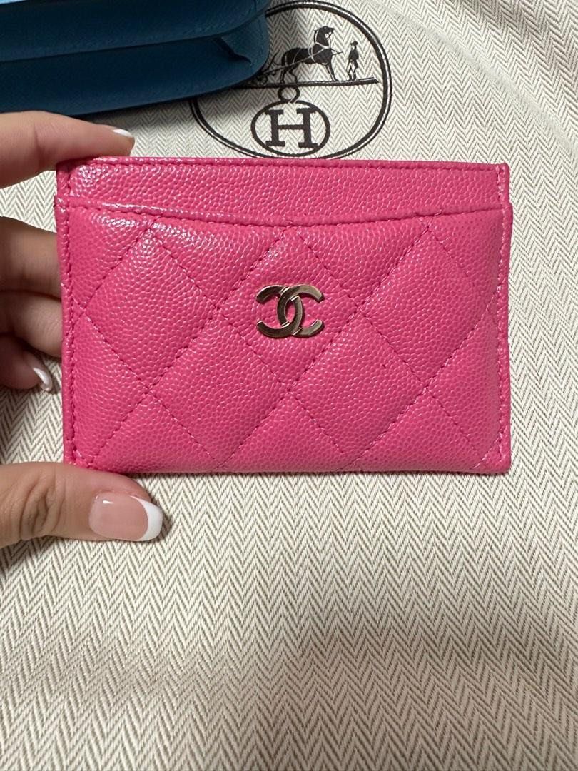 Authentic Chanel Pink Card Holder SHW, Luxury, Bags & Wallets on