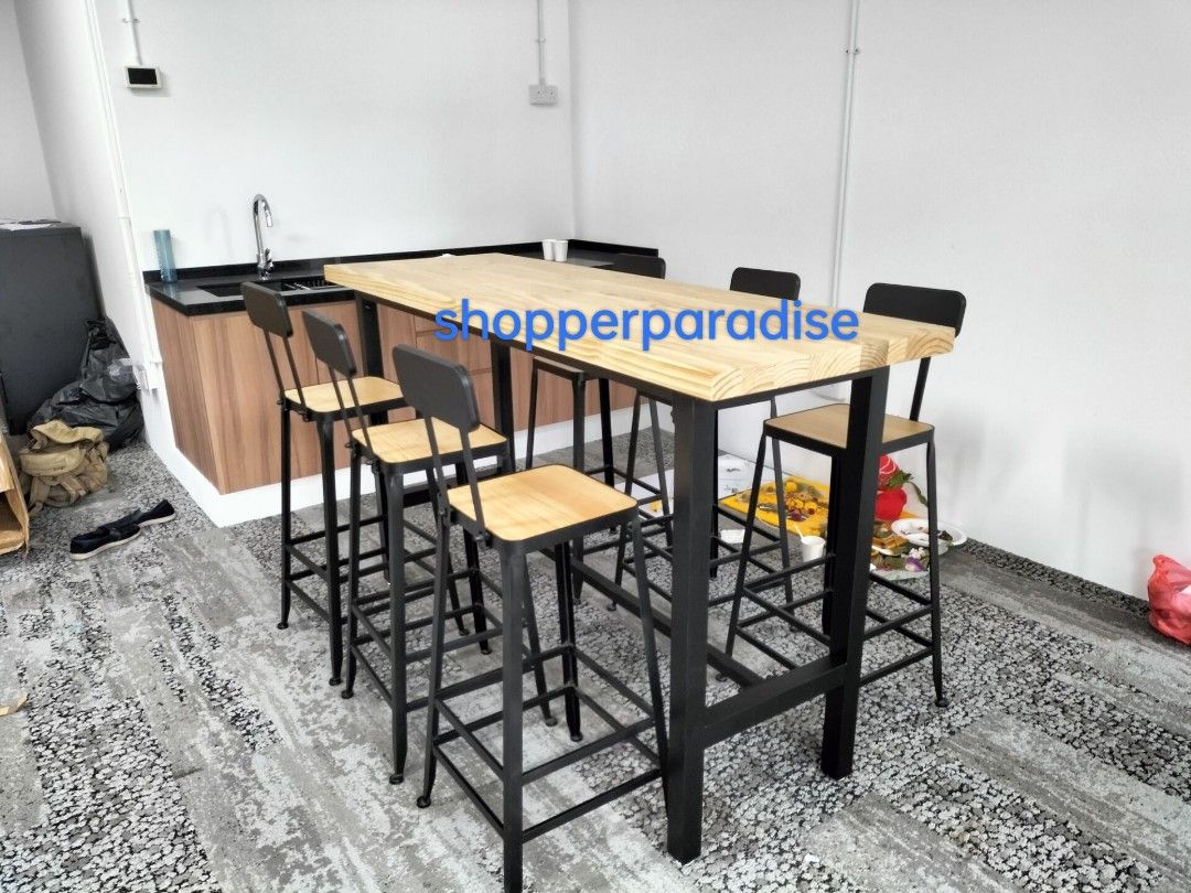 Bar001 Solid wood high bar chair table various types Hari Raya Chinese