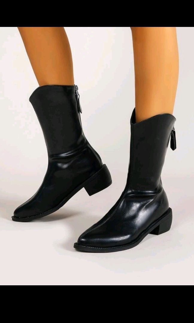 Black Classic Zipped Boots Women, Women's Fashion, Footwear, Boots on ...
