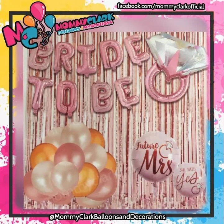 BRIDE TO BE FOIL LETTER BALLOON SET (Category: Occasions & Party Supplies) located in Manila. Submitted by tyrain98 (Listing ID 1194944261, Image 1). Description: 📍Loc: Sampaloc Manila ✅MOP: GCASH/PAYMAYA/BDO/COD or COP For Orders/Inquiry 👇📩👇 Mommy Clark Balloons and Decorations https://www.facebook.com/mommyclarkofficial #mommyclarkballoonsanddecorations #shopwithmommyclark #partywithmommyclark.