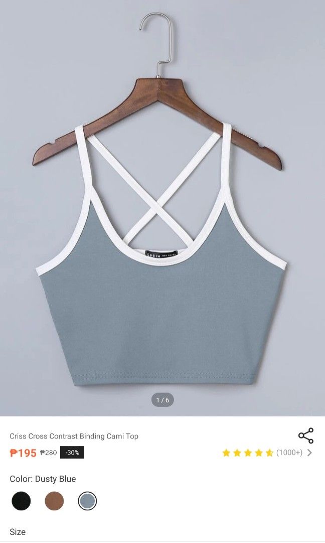 Criss Cross Contrast Binding Cami Top plus 1xl (Category: Others Tops) located in Quezon City. Submitted by rochels (Listing ID 1194908794, Image 1). Description: .