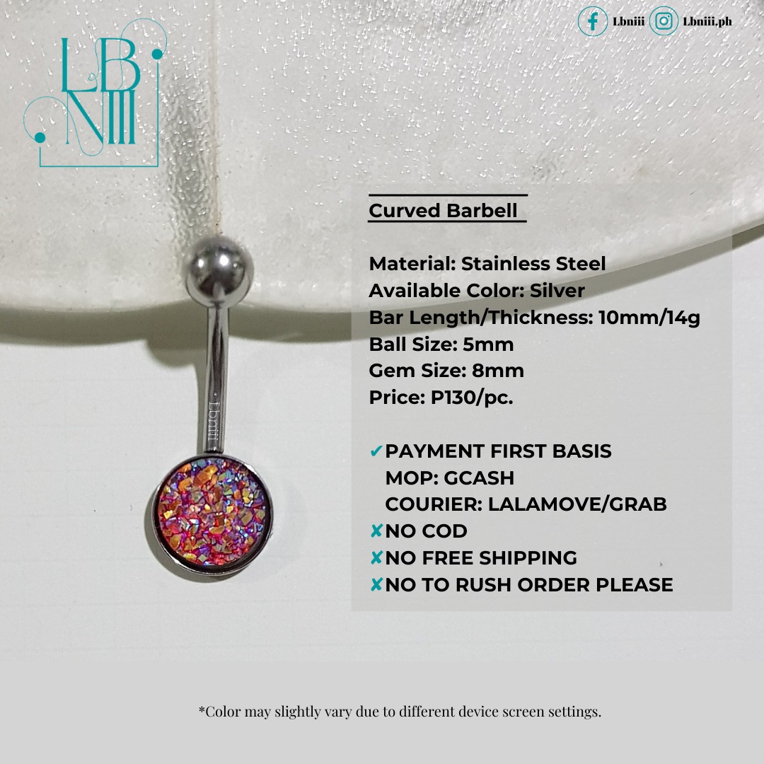 Curved Barbell / Navel Piercing Jewelry / SOLD PER PIECE, Women's Fashion, Jewelry & Organizers