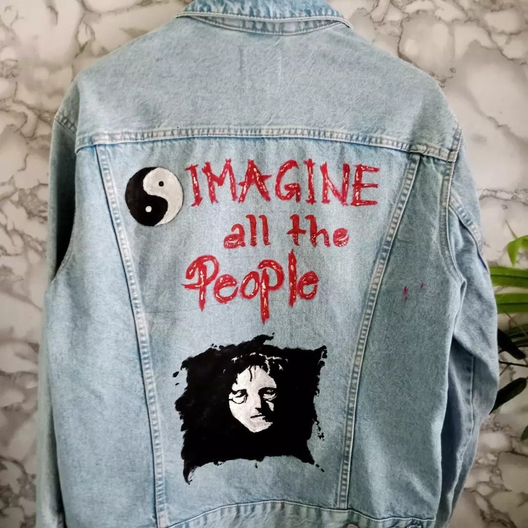 Custom Hand Painted Denim Jacket Title: John Lennon 
