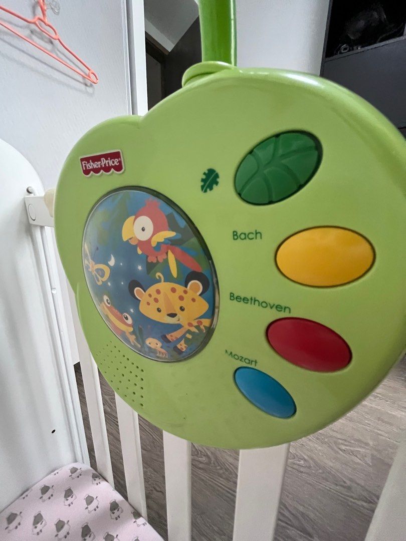 Fisher Price Rainforest Peek-A-Boo Leaves Musical Crib Mobile Works NO REMOTE EB