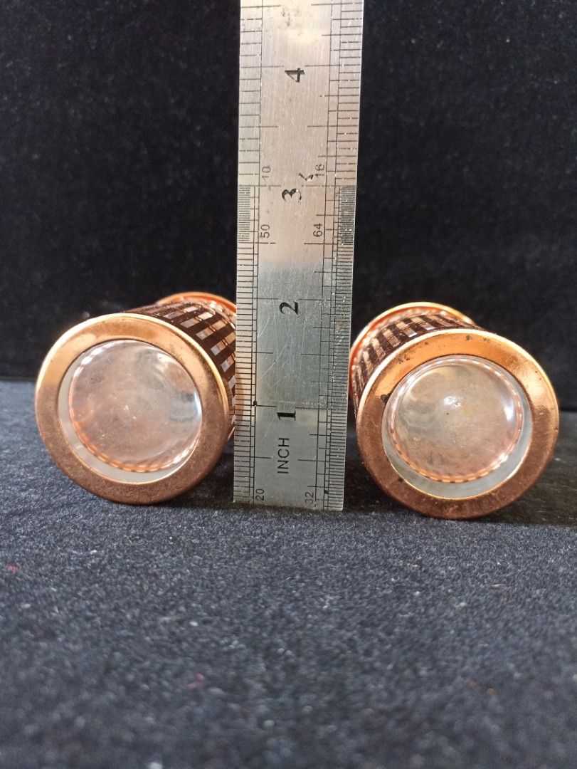 Glass Condiments Bottles With Copper Enclosure, Hobbies & Toys