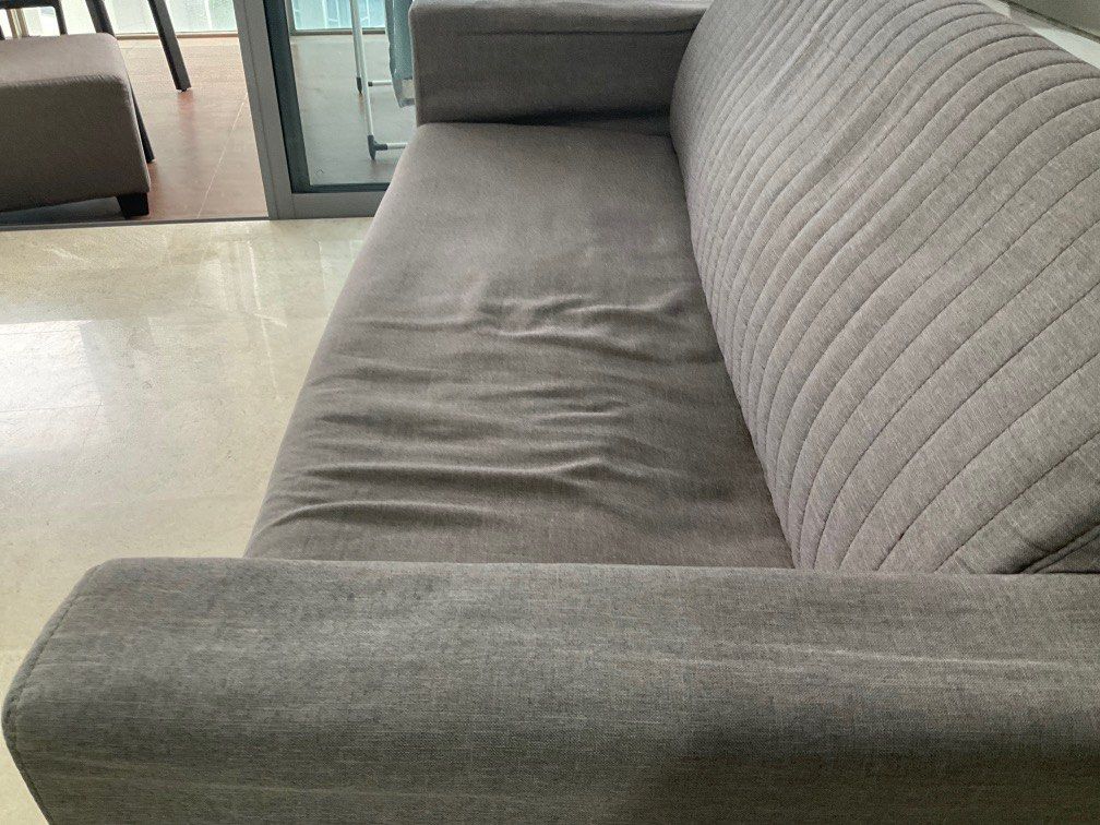 Grey / Brown 3Seater Fabric Sofa, Furniture & Home Living, Furniture