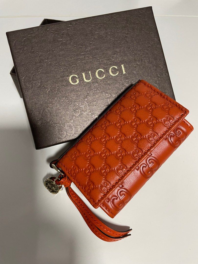 Gucci Metallic Silver GG Imprime Coated Canvas Key Case Holder