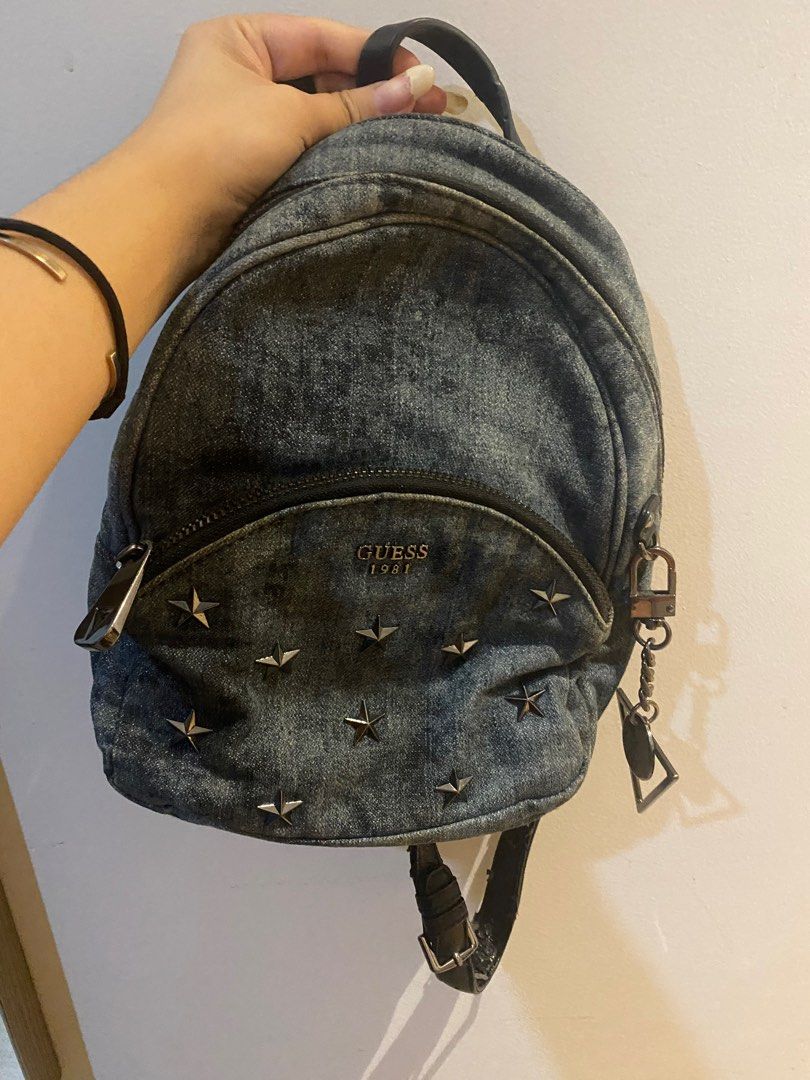 Guess Mini Jeans Backpack Fesyen Wanita Tas Dompet di Carousell