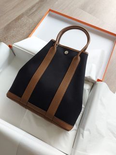Hermès Garden File 28 Negonda Leather Canvas Tote Bag