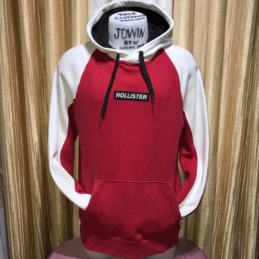 Red and white hollister best sale hoodie