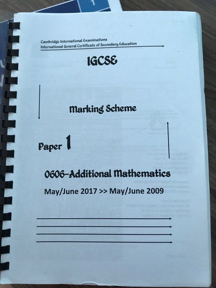 IGCSE Additional Maths Paper 1 - Marking Scheme, Hobbies & Toys, Books ...