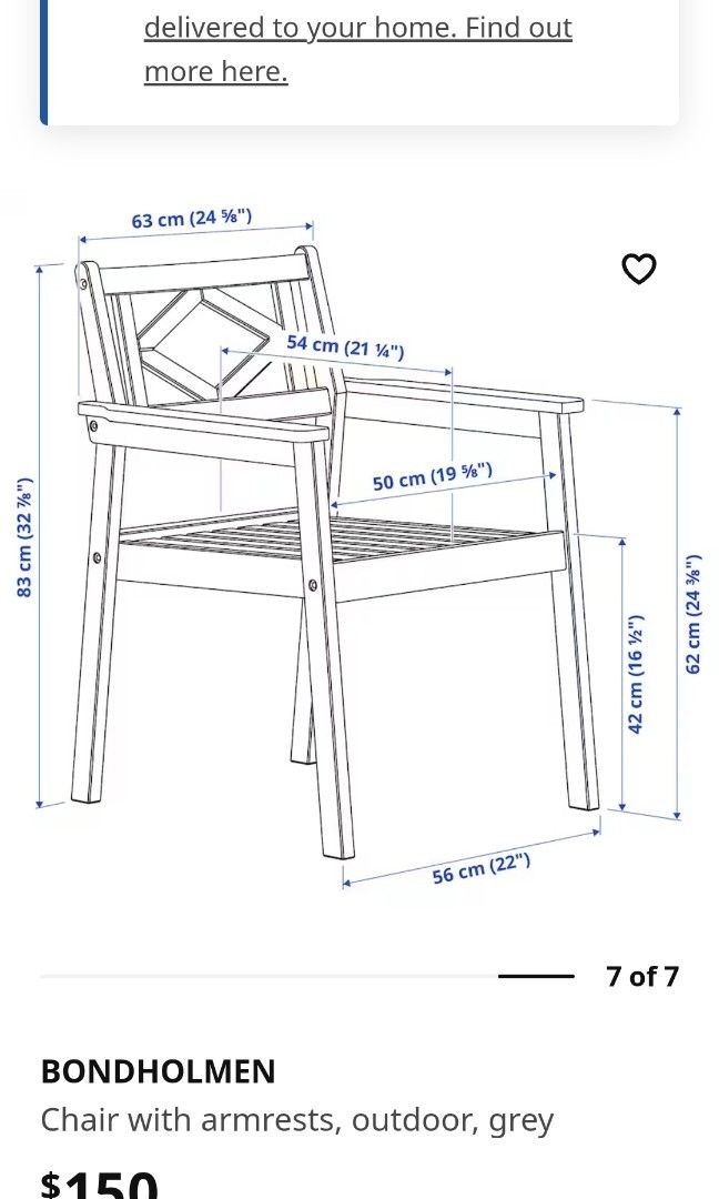 IKEA bondholman outdoor chair, Furniture & Home Living, Outdoor