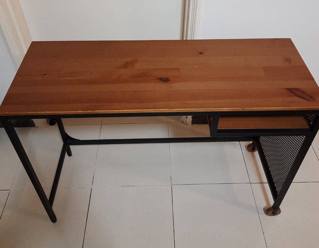 Ikea Metal & Wood Desk, Furniture & Home Living, Furniture, Tables & Sets  On Carousell