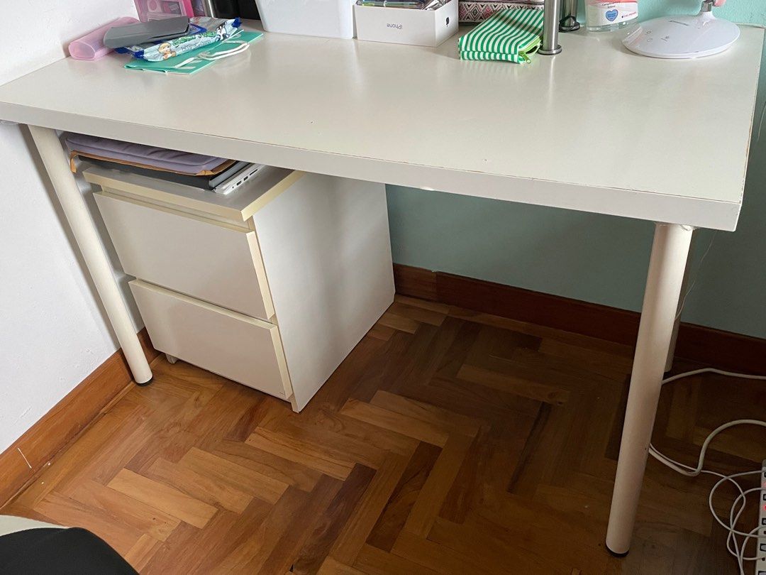 IKEA Study Table (white), Furniture & Home Living, Furniture, Tables