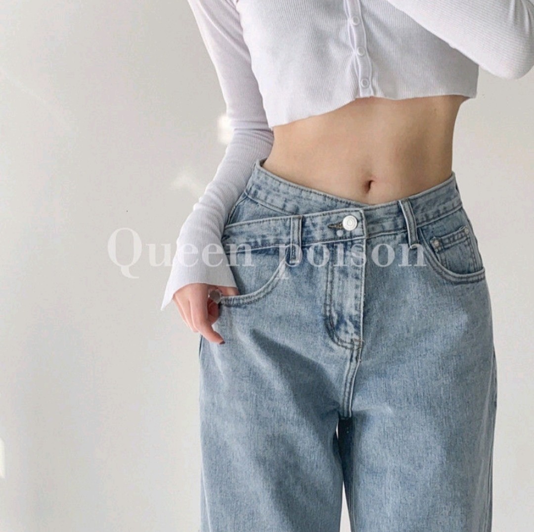 Waist Straight Denim Jeans For Women, Women's Fashion, Bottoms, Jeans &  Leggings on Carousell