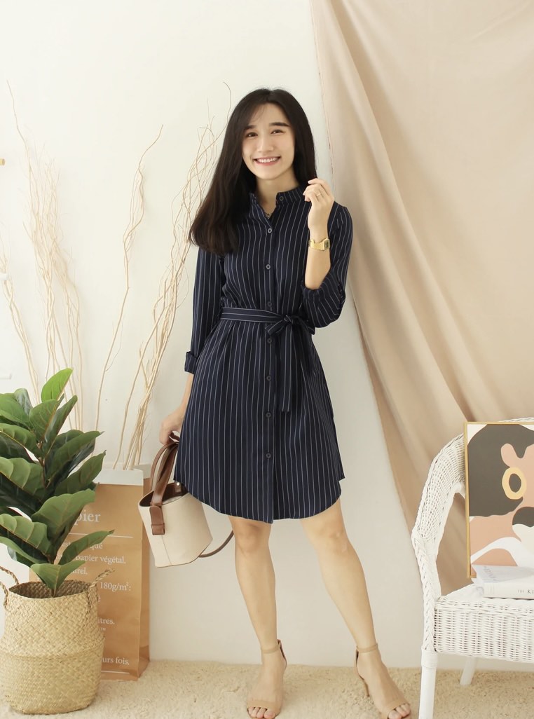 Korean striped dress 2025