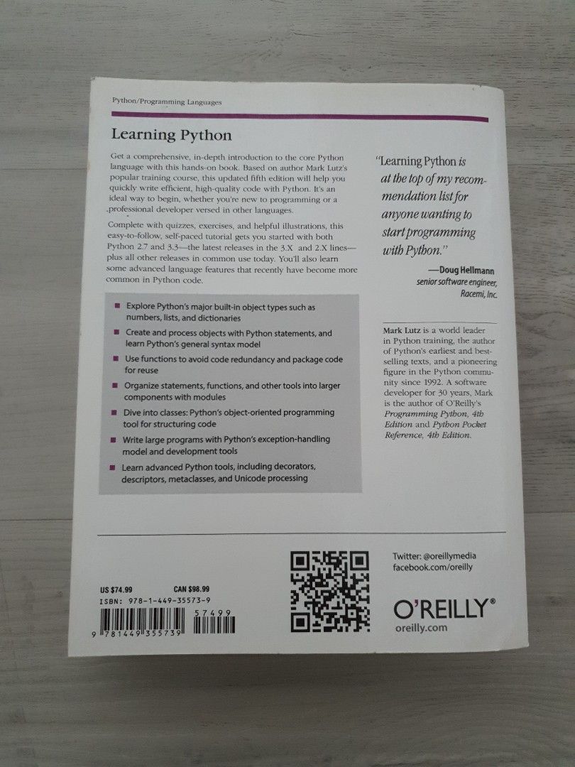 Learning Python (5th Edition) - O'Reilly, Hobbies & Toys, Books ...