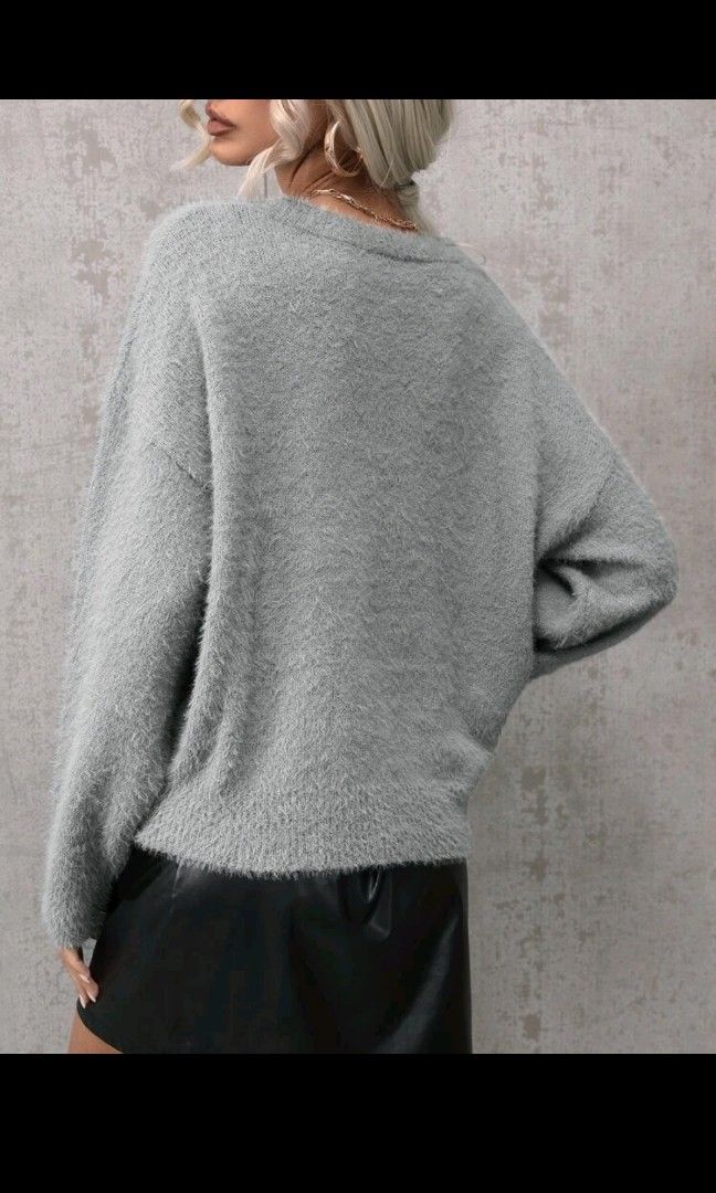 Fuzzy grey clearance pullover