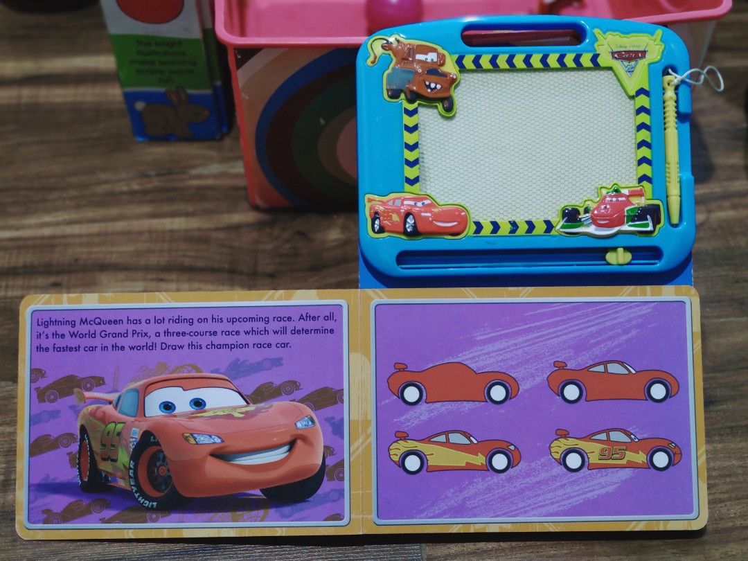 Lightning Mcqueen drawing board with Book, Hobbies & Toys