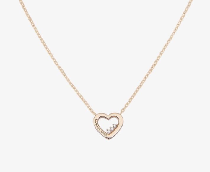 Michael Kors 心型玫瑰金鑽石頸鏈necklace, 名牌, 飾物及配件- Carousell