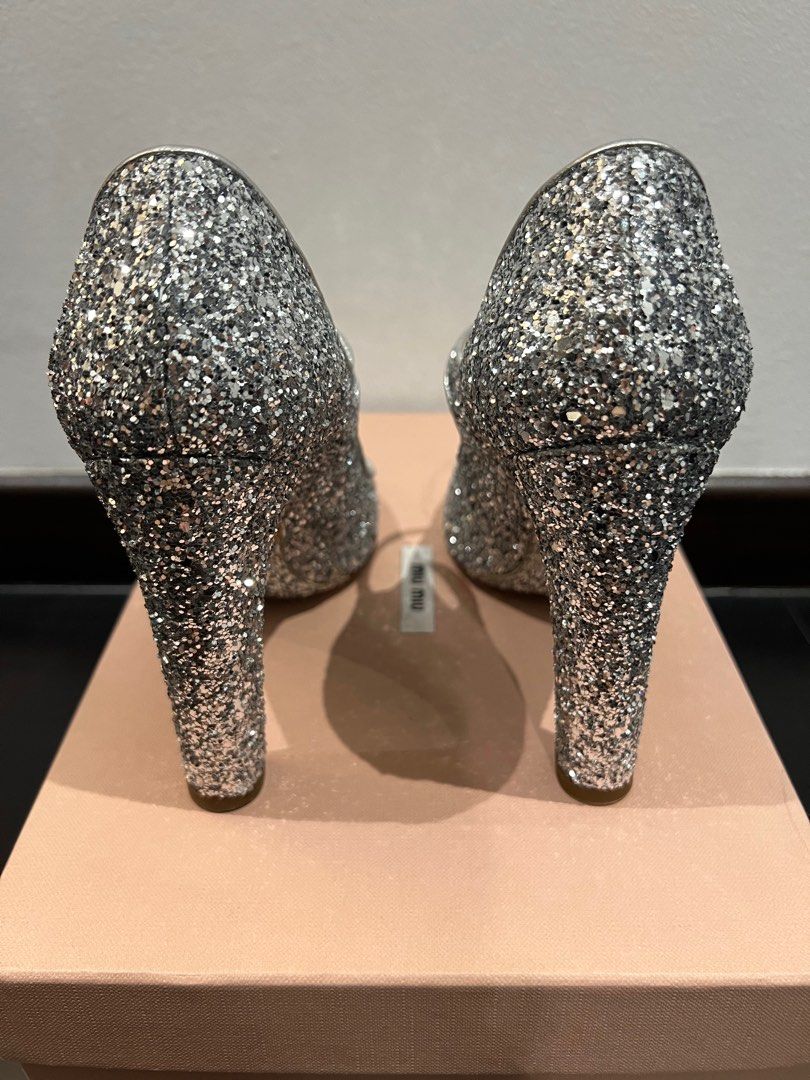 miu miu silver heels