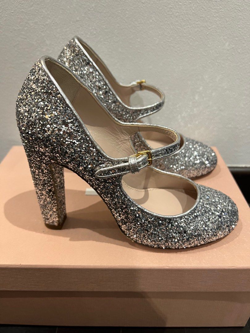 miu miu silver heels