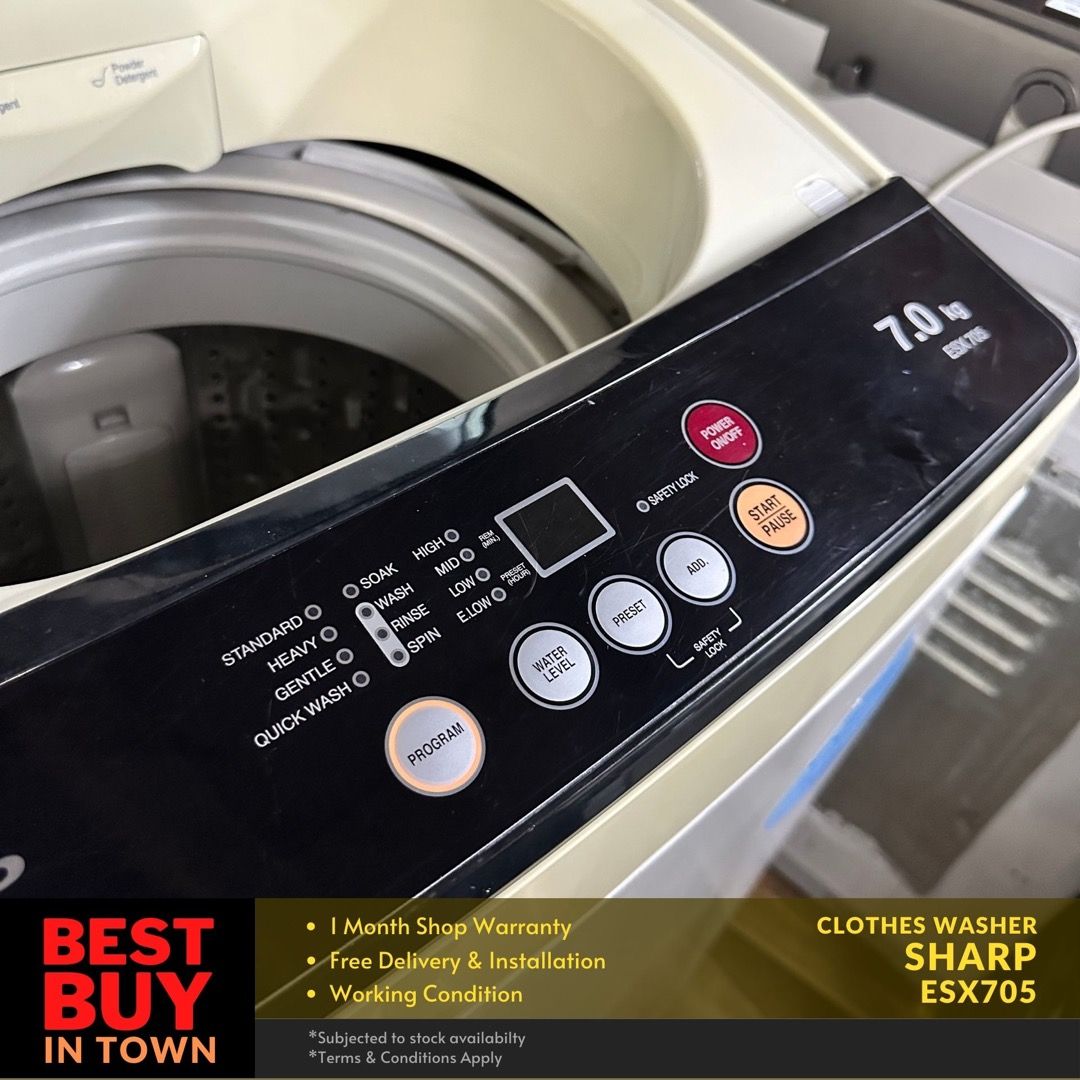 MUST BUY! SHARP 7KG Top-Loader Washing Machine ESX705 (91147), TV ...