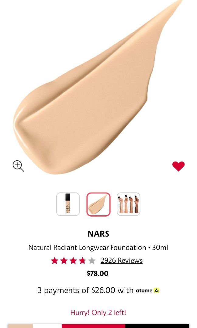 NARS Natural Radiant Longwear Foundation Mont Blanc, Beauty