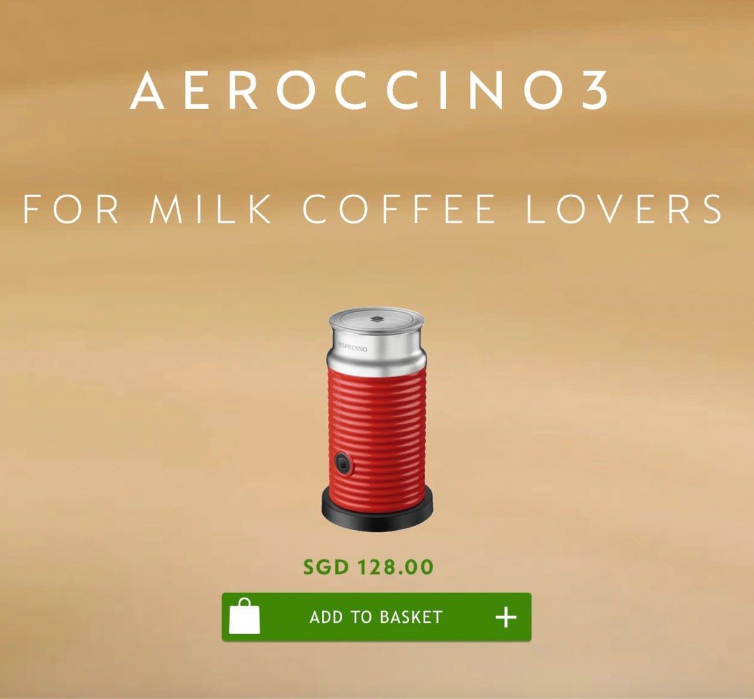 Nespresso Aeroccino 3 Milk Frother Red *New*, Furniture & Home Living