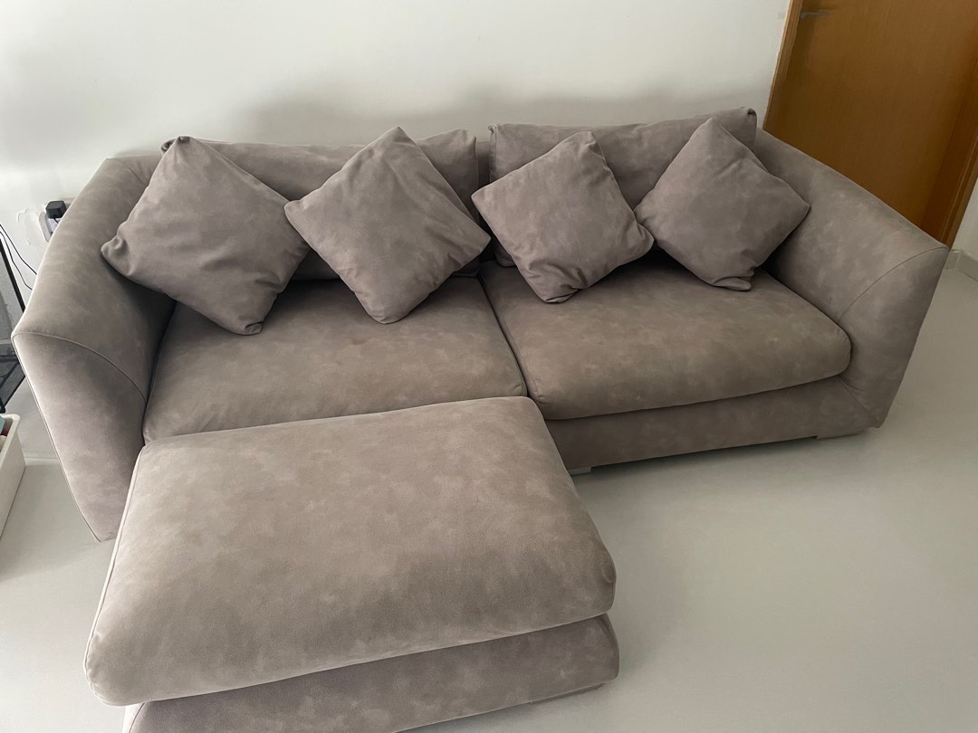 Nice fabric 3 seater sofa with ottoman, Furniture & Home Living