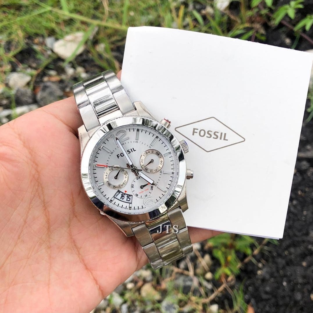Original Fossil Perfect Boyfriend Silver Dial Ladies Dual Time Watch ES3883 With 1 Year Warranty For Mechanism