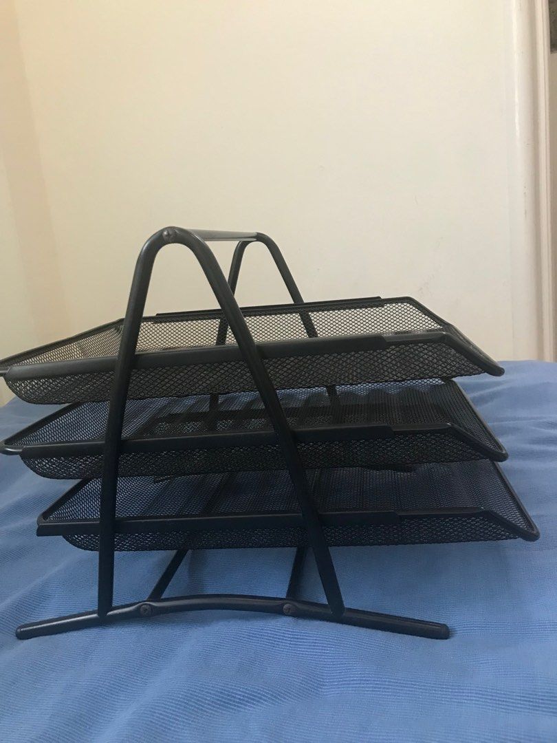 Paper tray 3tier black metal, Hobbies & Toys, Stationery & Craft