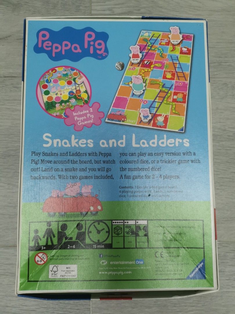 Peppa Pig Snakes and Ladders board game, 興趣及遊戲, 玩具 & 遊戲類 Carousell