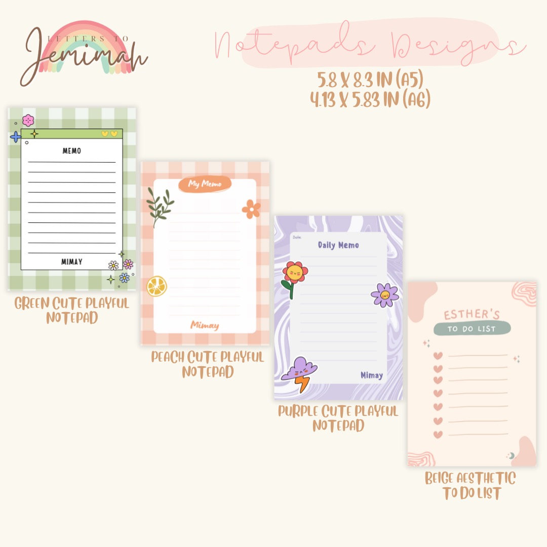 Personalized/Customized Notepad Cute Notepads Cutie Notepads
