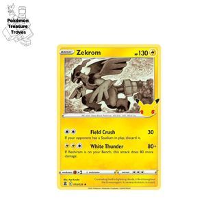 Pokemon Celebrations Zekrom 114 Full Art HOLO 25th Anniversary + Top Loader