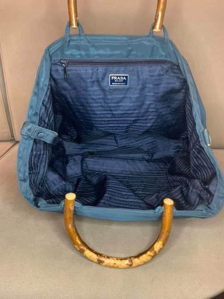Prada Bamboo Handle Large Tote Bag