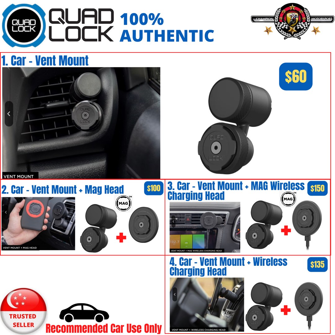 Quad Lock Car Vent Mount, Car Accessories, Accessories on Carousell