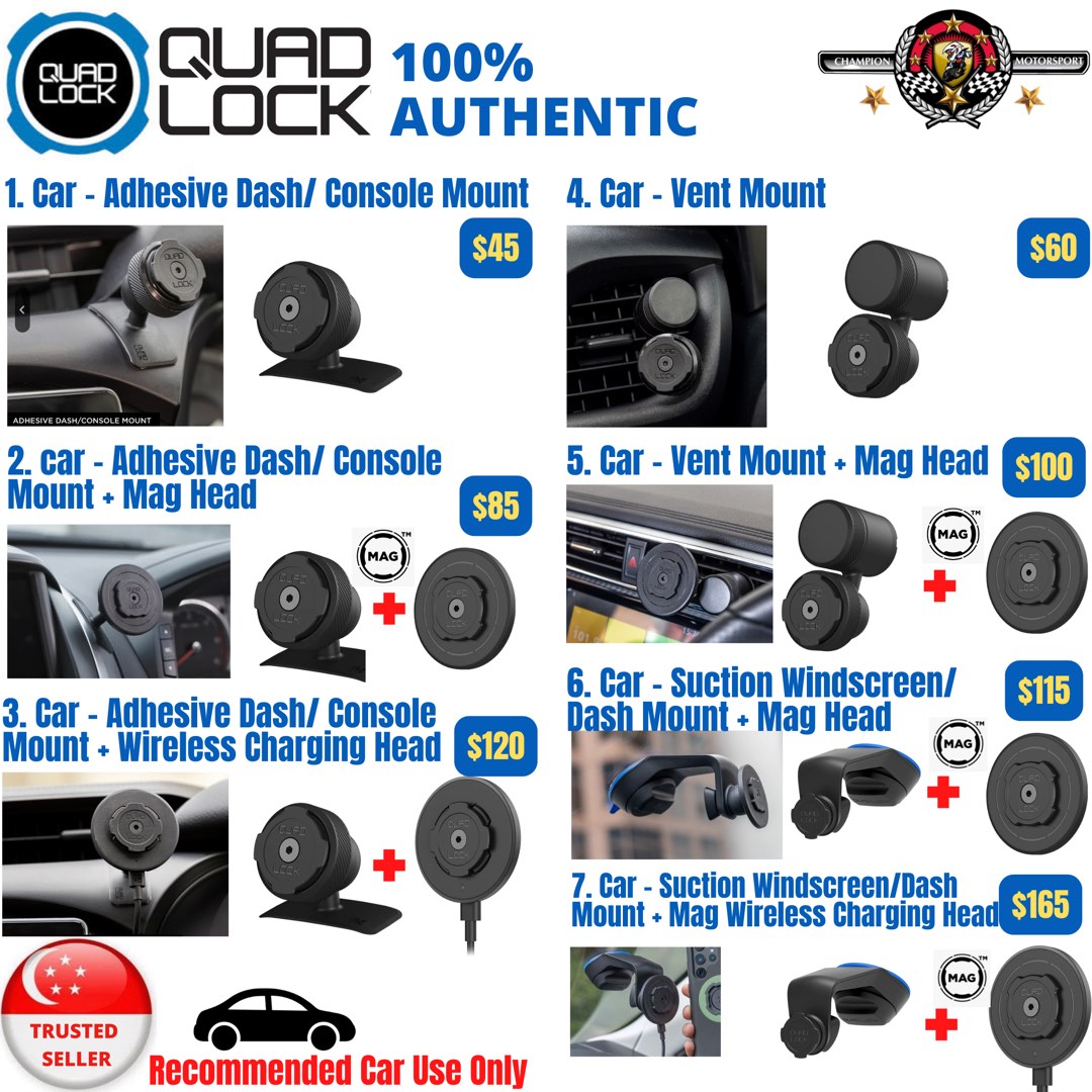 Quad Lock Motorcycle Mount Quad Lock Car Adhesive Dash/Console