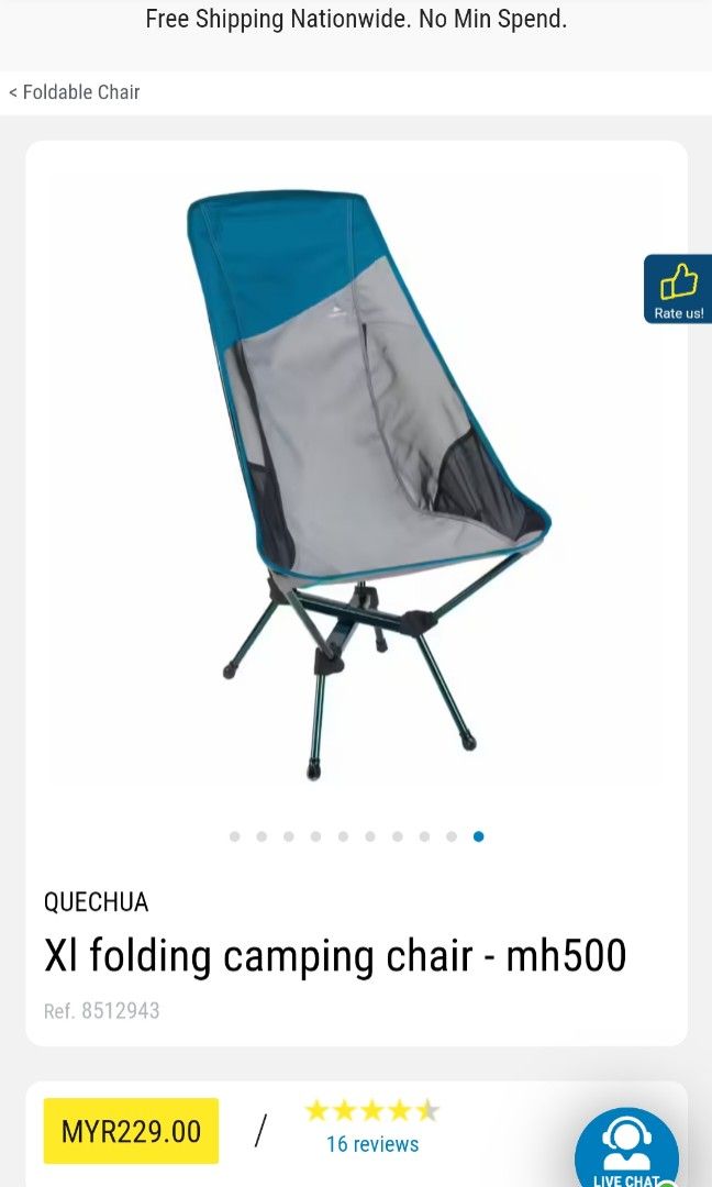 Folding camping shop chair mh500