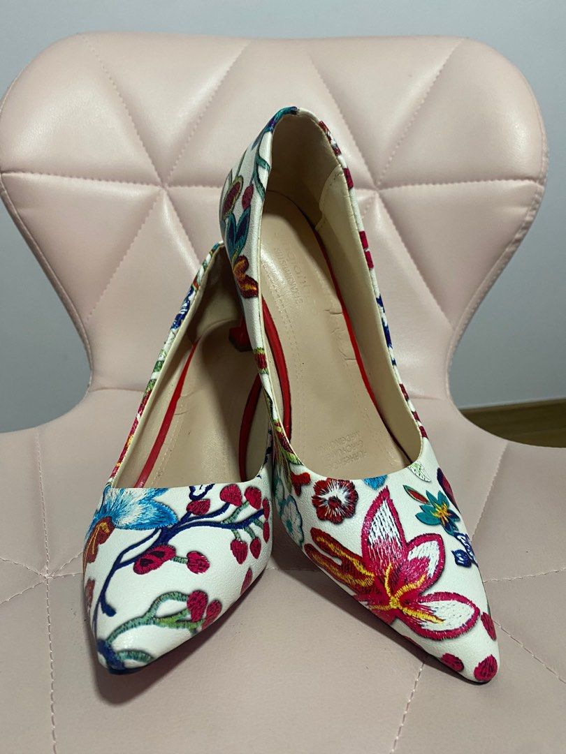 Red floral top heels