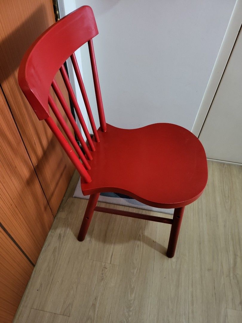 Red Ikea chair, Furniture & Home Living, Furniture, Chairs on Carousell