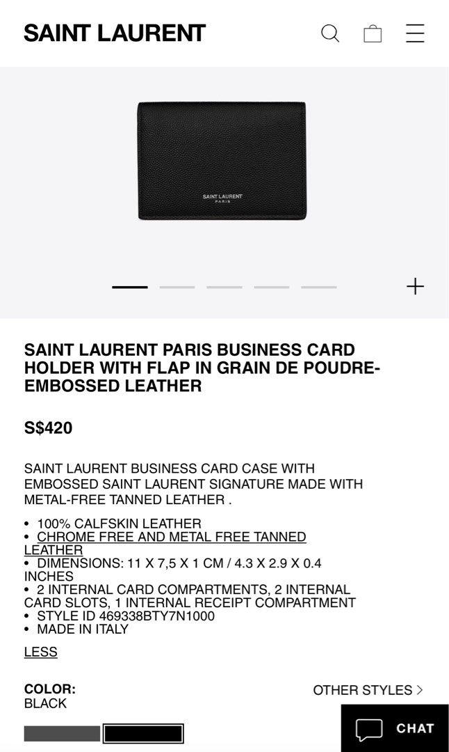 Saint Laurent BUSINESS CARD CASE IN GRAIN DE POUDRE EMBOSSED LEATHER  (469338BTY7N1000)