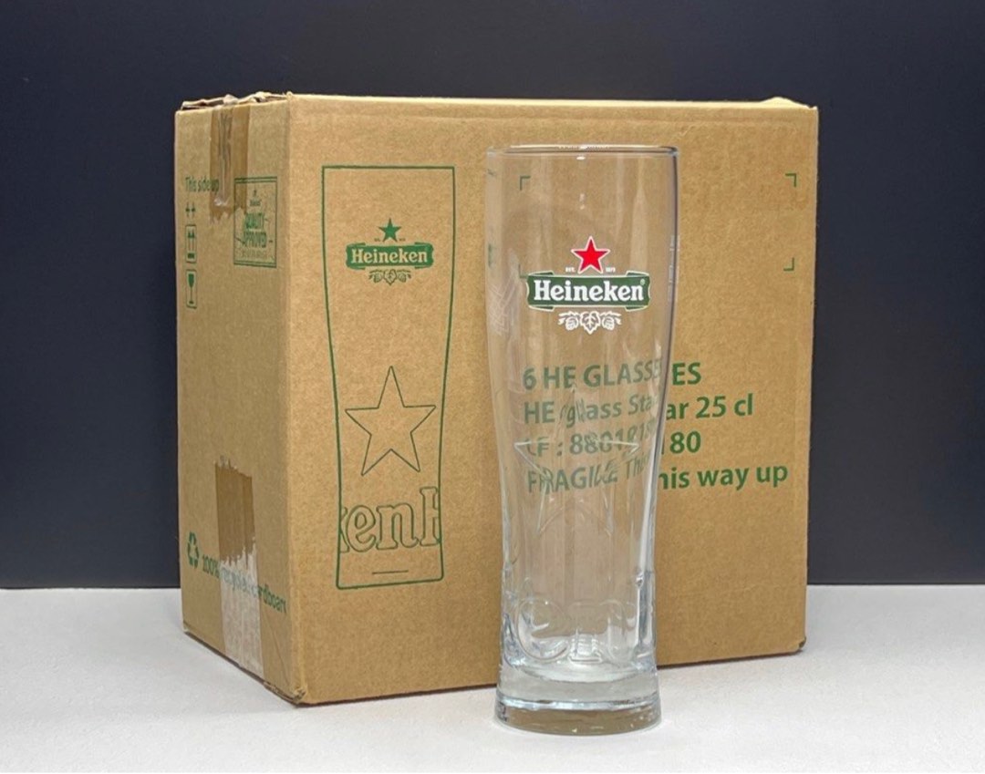 Set of 6 HEINEKEN BEER Glasses 25cl , Furniture & Home Living