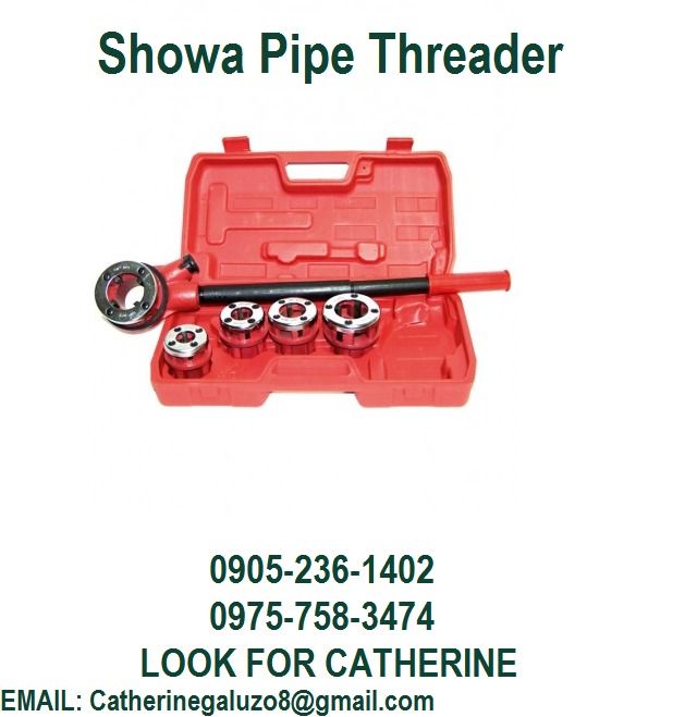 Showa Pipe Threader (Category: Construction Tools & Equipment) located in Manila. Submitted by cathvesta_sales (Listing ID 1194815413, Image 1). Description: Showa Pipe Threader FOR FASTER TRANSACTIONS PLS MESSAGE OR CALL; ☎️0905-236-1402 ☎️0975-758-3474 📲0905-236-1402 (VIBER NUMBER) ✅ For formal quotation 📩 catherinegaluzo8@gmail.com Look for Ms. Catherine Galuzo Open for delivery!🚚.